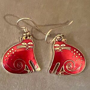 Vintage Laurel Burch Red "Keshire Cat" Earrings